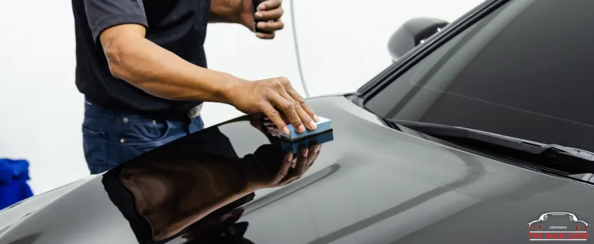 TMC - Man applying ceramic glass coating on hood of a car